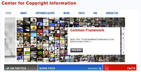 Screenshot of the Center for Copyright Information Homepage